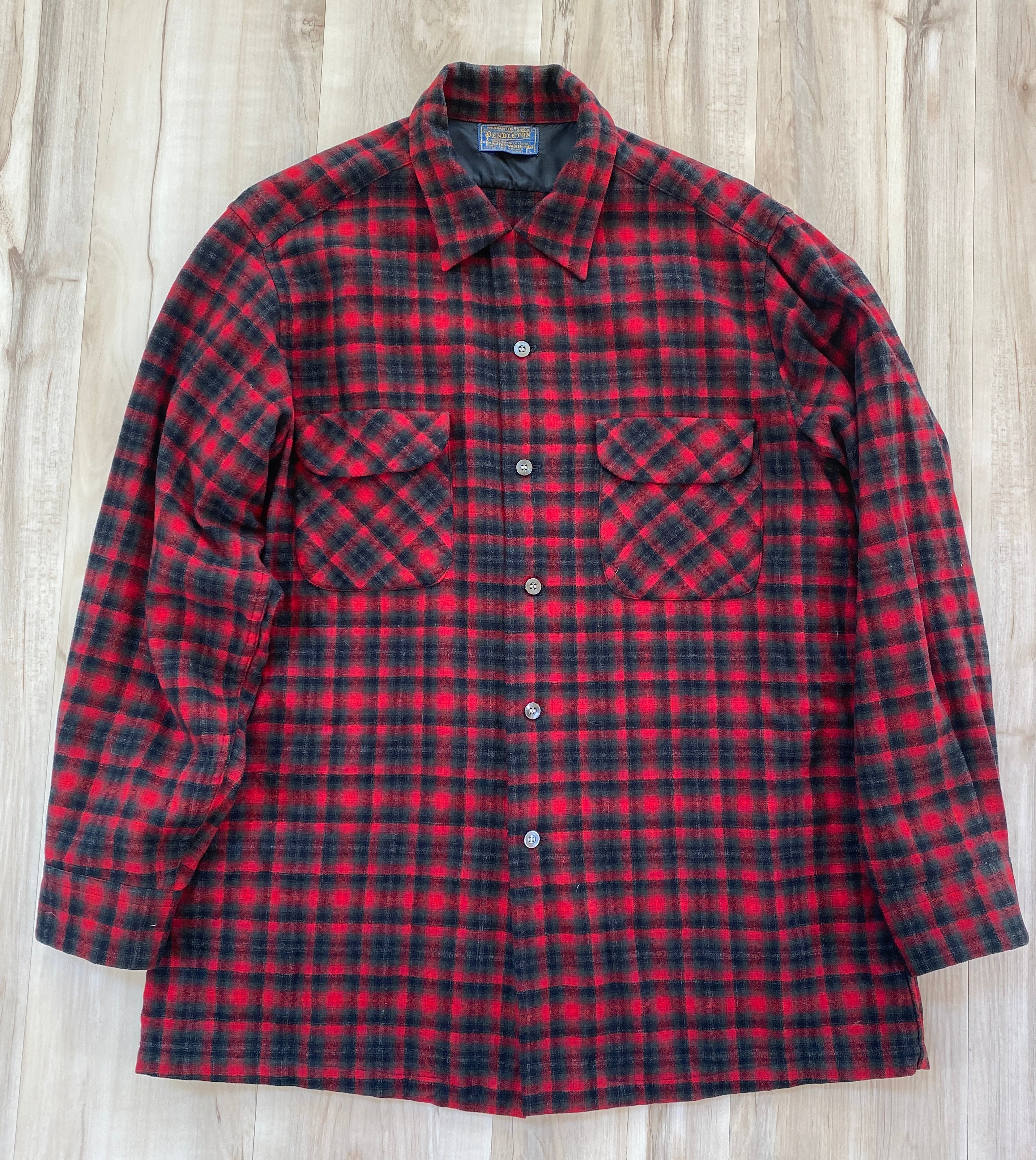 1960s Pendleton Loop Collar Oversized Wool Shirt Men's Size M/L