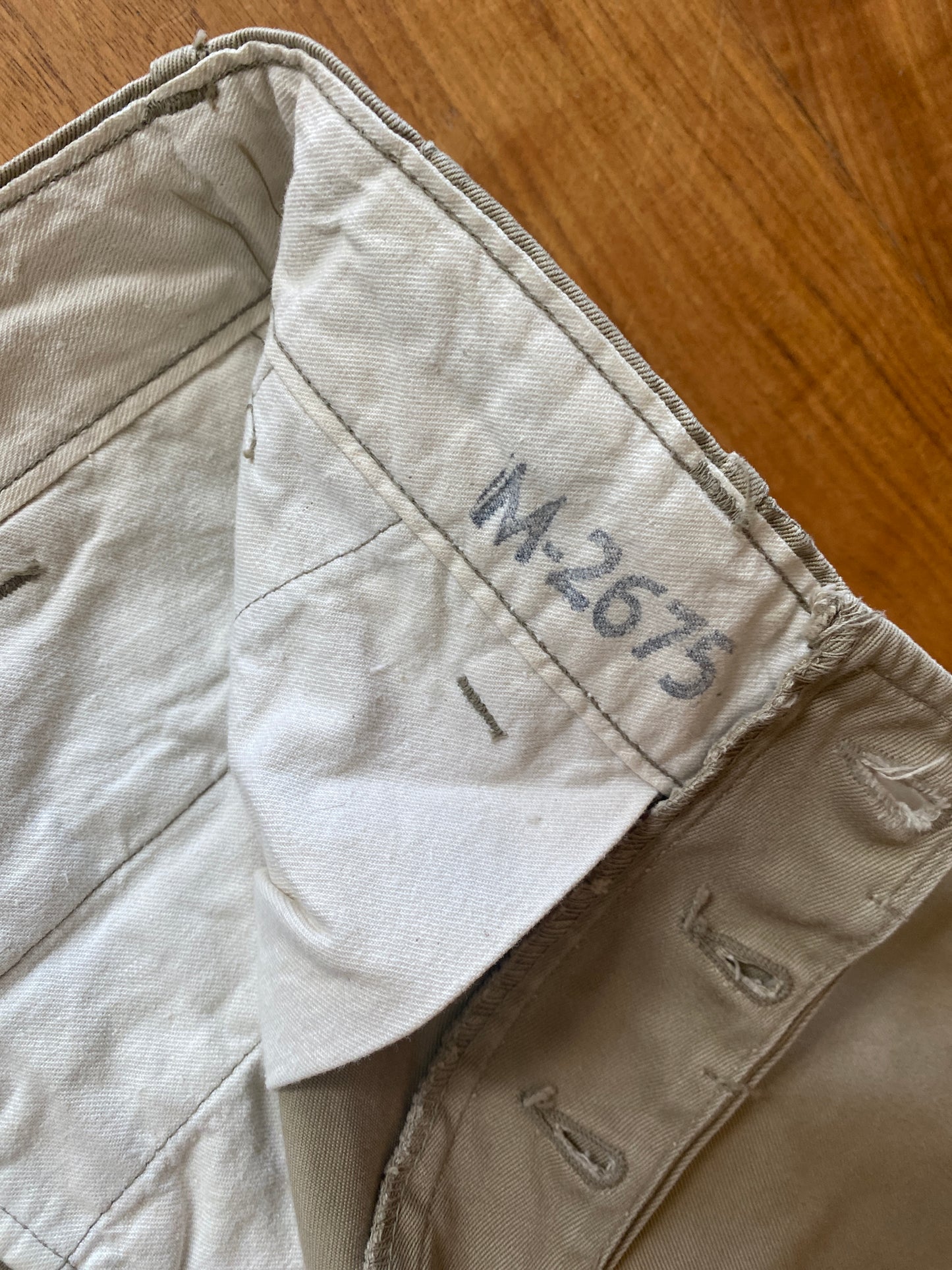 WWII Era Cotton Khaki Trousers Size 29W x 28.5L
