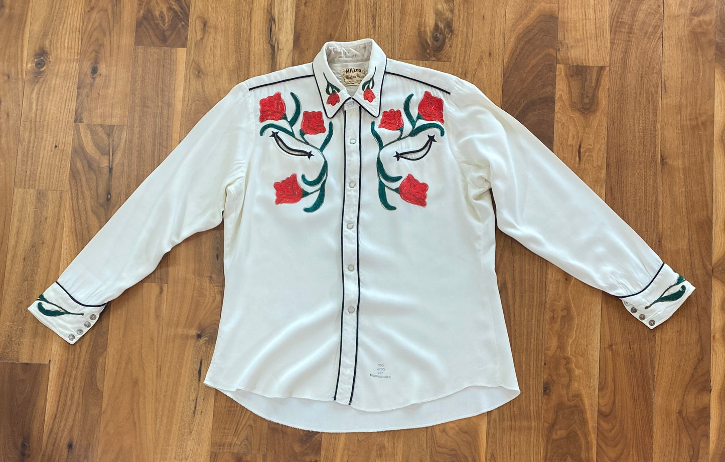 1950s Miller Rose Embroidered Western Shirt Size XS/S