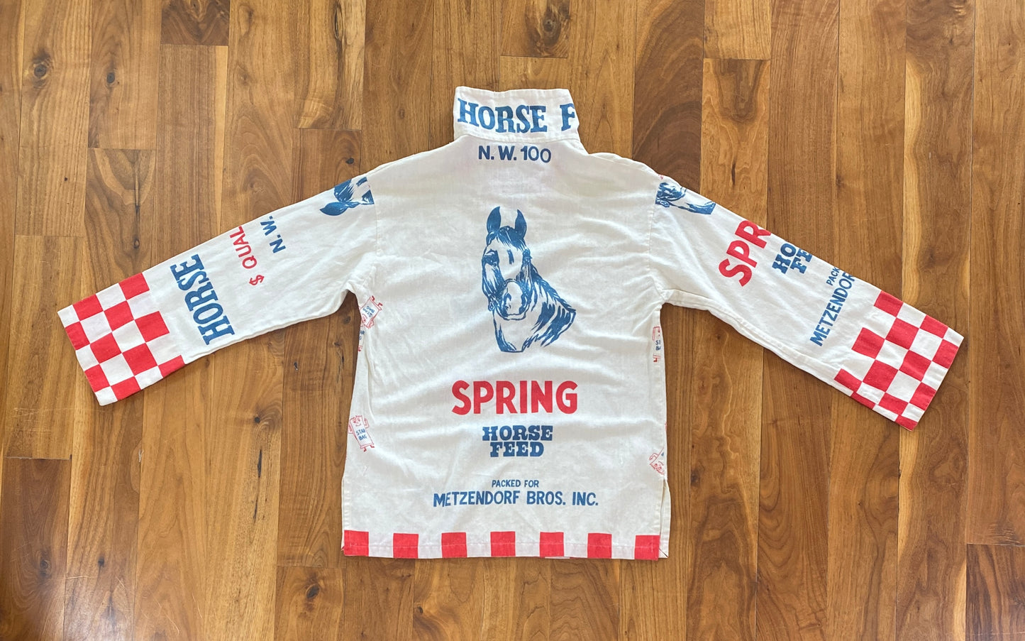 Spring Horse Feed Sack Pullover Shirt Size XS/S