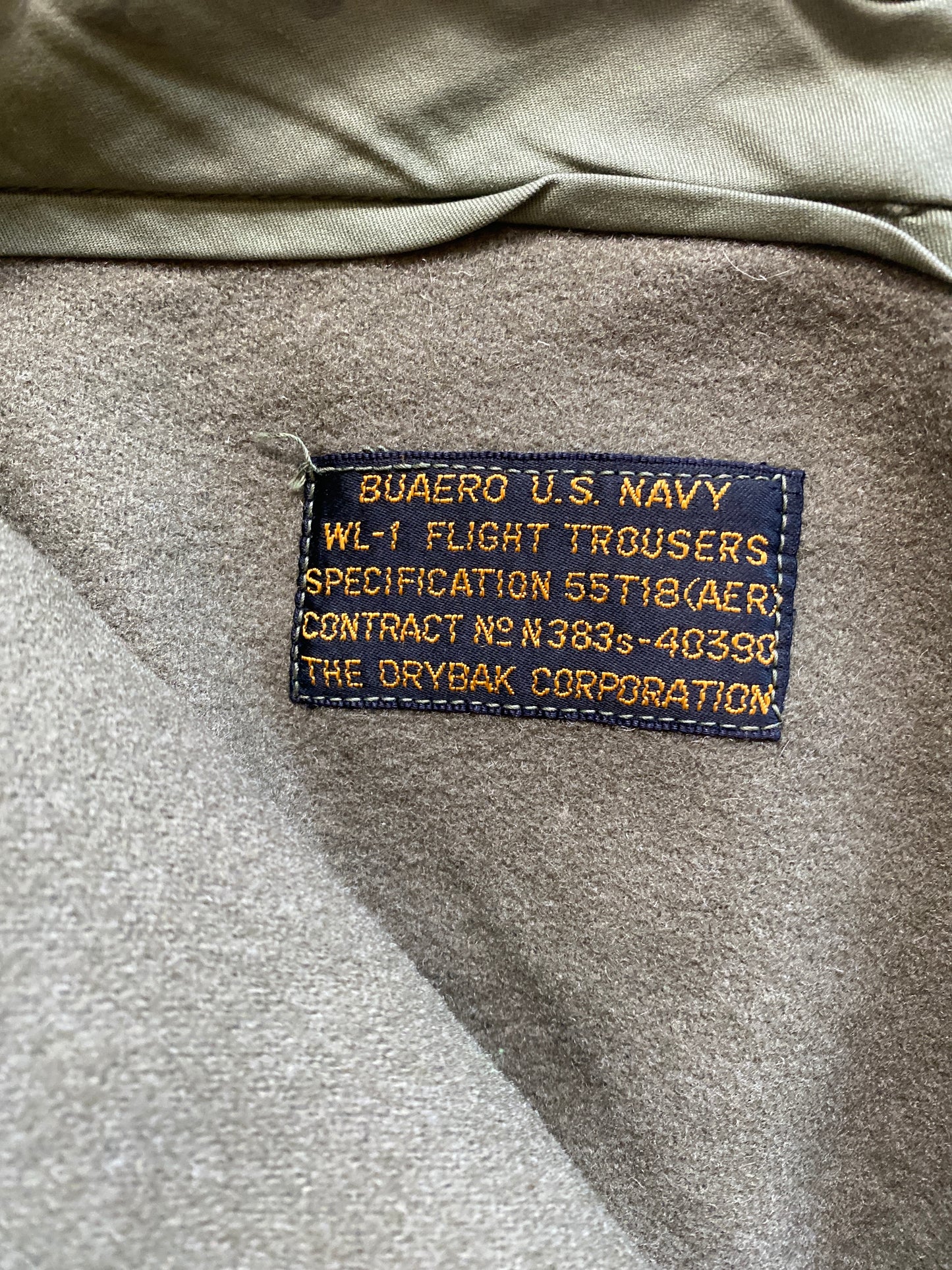 WWII BuAero Drybak WL-1 Flight Trousers Size 31W x 30L