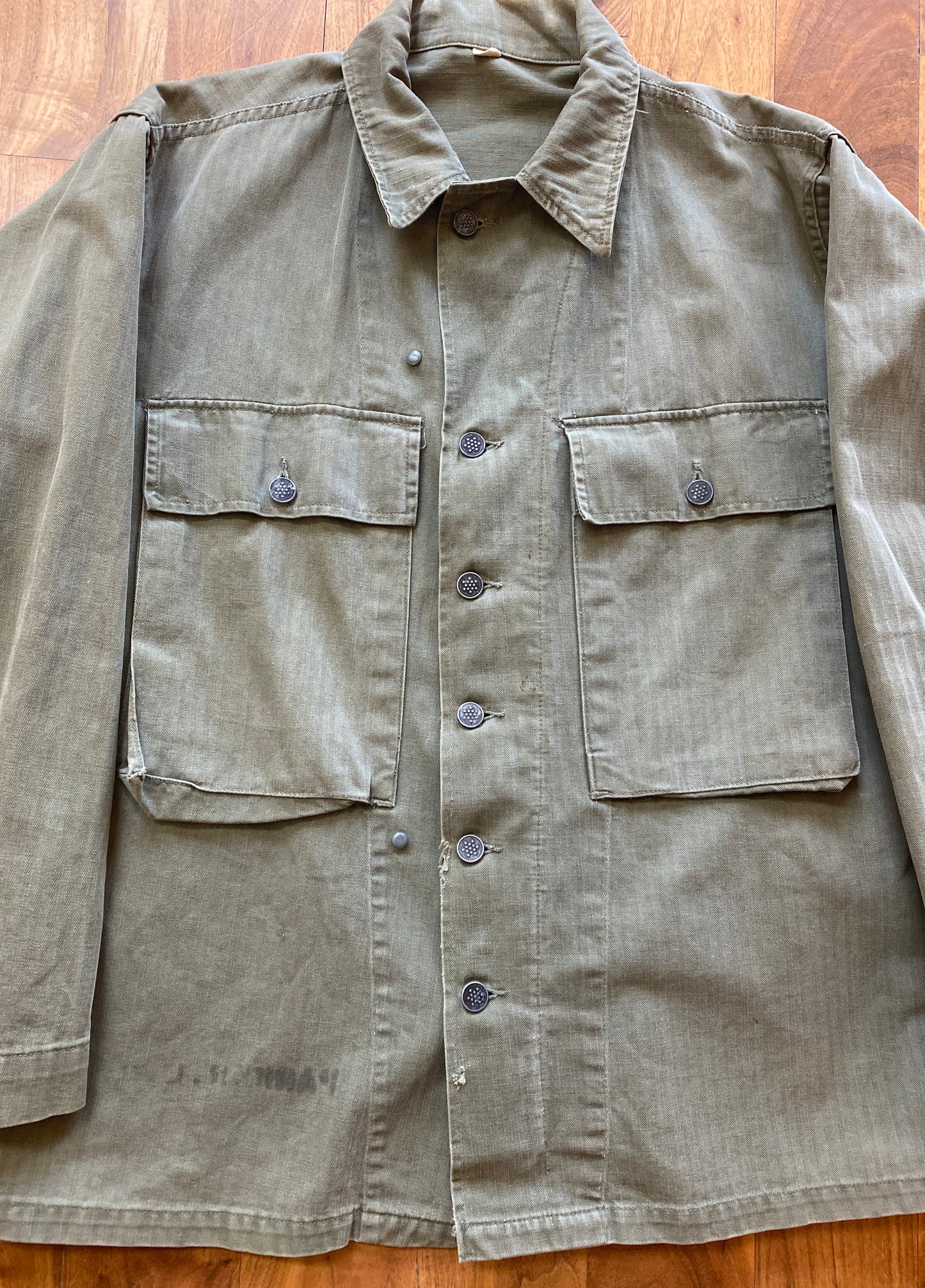1940s HBT Hard Labor Battalion Prisoner Fatigue Jacket Size 38R